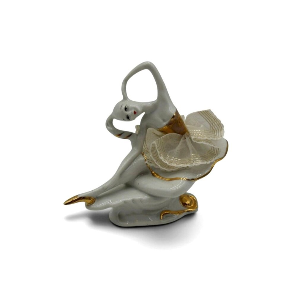 Capodimonte Ballerina Porcelain with Gold Accents Vintage